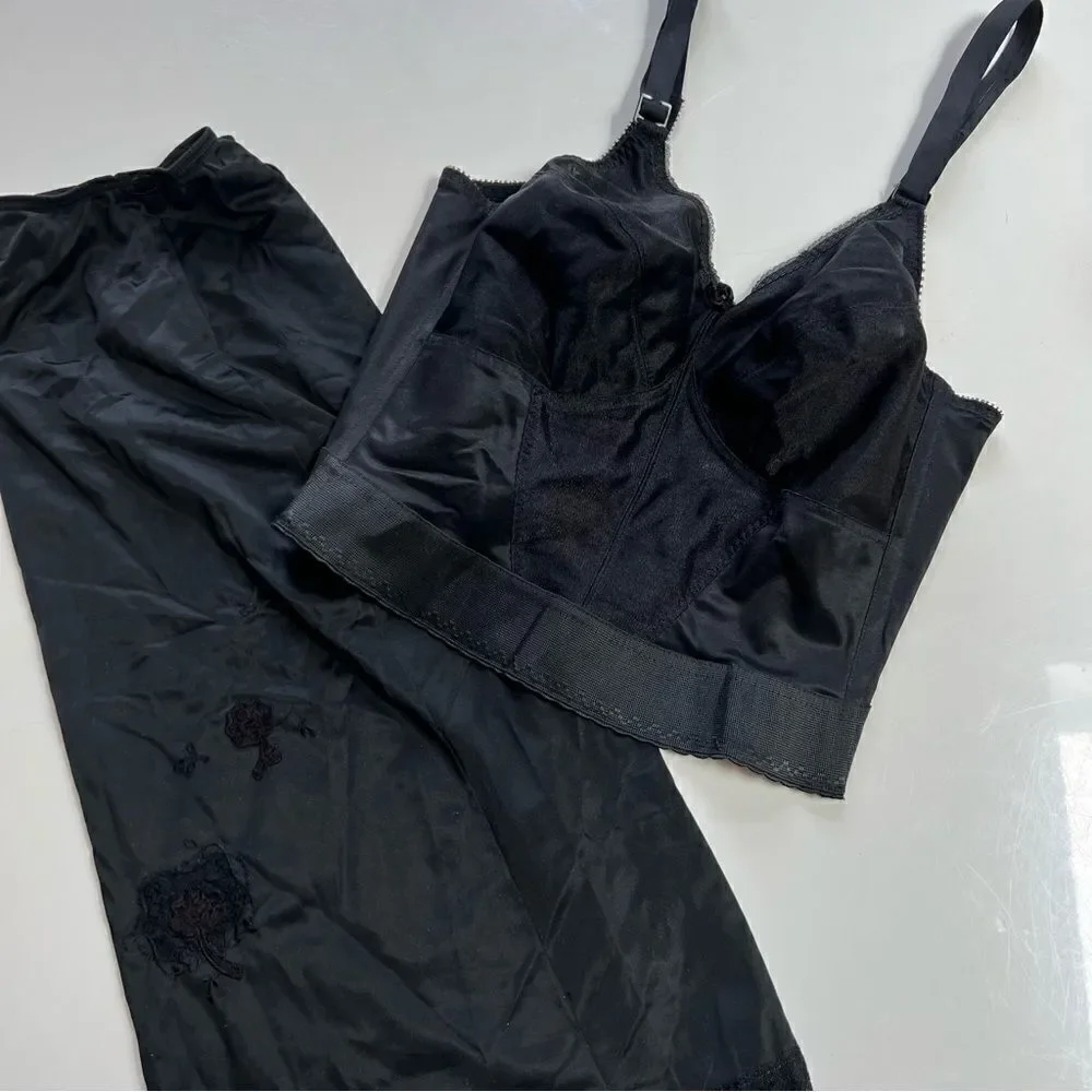 Vintage 1980s Sexy Black Bustier Corset Girdle Bralette 36C